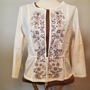 NWT! Christopher & Banks brown and cream tank and overshirt set- size XL